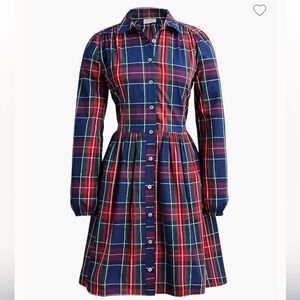NWT J. Crew Factory Plaid Shirt Dress in Red and Navy Size 10